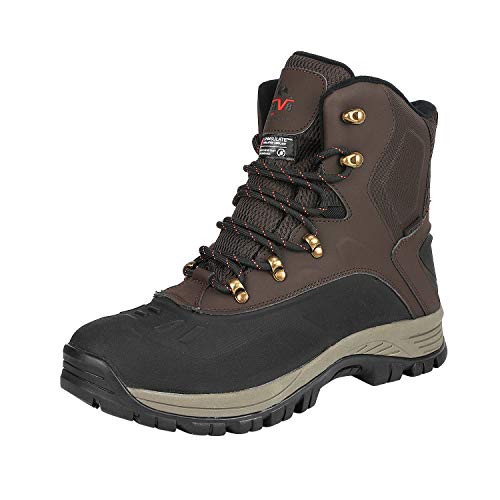 NORTIV 8 Men's 180411 Dark Brown Black Insulated Waterproof Construction Hiking Winter Snow Boots Size 10 M US