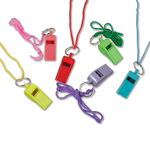 Rhode Island Novelty 2 Inch Neon Whistle Necklaces, One Dozen per Order