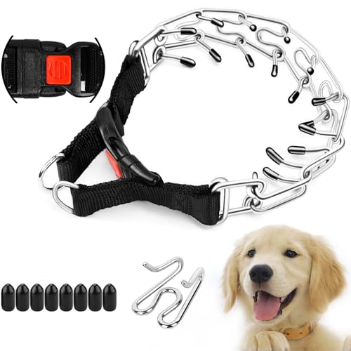 Supet Prong Collar for Dogs, Adjustable Dog Choke Collar Adjustable Dog Pinch Collar with Quick Release Buckle for Small Medium Large Dogs(Packed with One Extra Links)