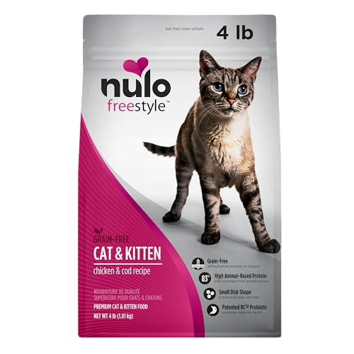 Nulo Freestyle Cat & Kitten Food, Premium Grain-Free Dry Small Bite Kibble Cat Food, High Animal-Based Protein with BC30 Probiotic for Digestive Health Support 4 Pound (Pack of 1)