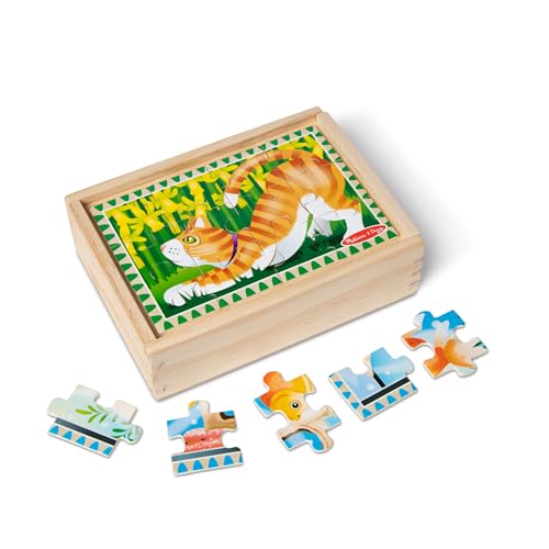 Melissa & Doug Pets 4-in-1 Wooden Jigsaw Puzzles in a Storage Box (48 pcs) - FSC Certified