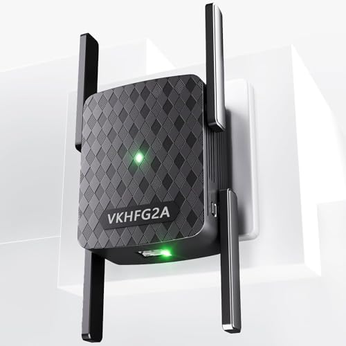 2024 WiFi Extender-Wireless Signal Repeater Booster,Dual Band 2.4GHz & 5GHz Wireless Repeate,Dual-Band Speeds Up to 1200Mbps Wall-Through Strong WiFi Booster,Covers Up to 9800 Sq.ft （Black）