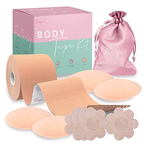 Boob Tape Kit Boobtape for Breast Lift | Includes Nipple Covers | Body Tape for Push up & Shape | Works Great with Sticky Bra Backless Bra or Strapless Bra | Waterproof Sweat-Proof Bob Tape