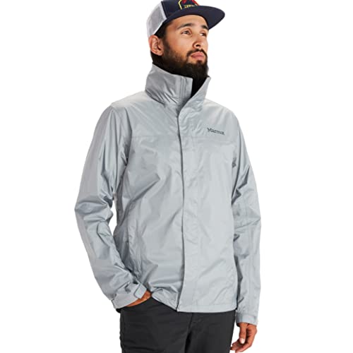 MARMOT Men's Precip Eco Jacket | Lightweight, Waterproof Jacket for Men, Ideal for Hiking, Jogging, and Camping, 100% Recycled, Sleet, X-Large