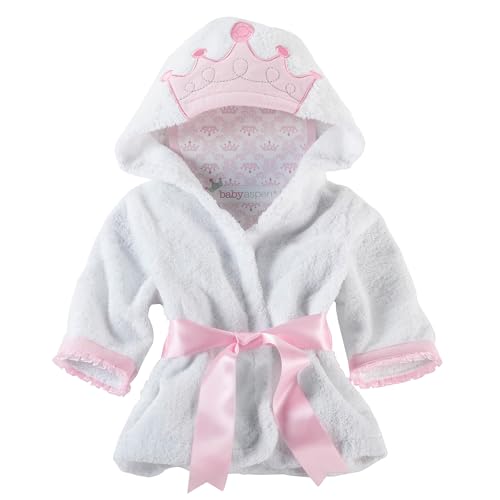 Baby Aspen Little Princess Hooded Towel Robe, Baby Shower Gifts, 0-9 Months, Baby Bath Towel/Spa Robe