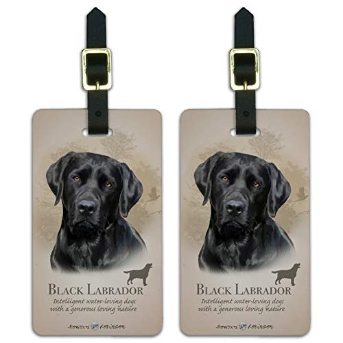 Black Lab Labrador Dog Breed Luggage ID Tags Suitcase Carry-On Cards - Set of 2