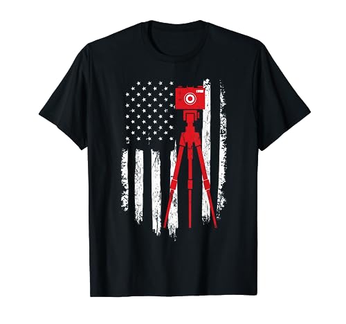 Photographer Gift - Distressed American Flag Photographer T-Shirt