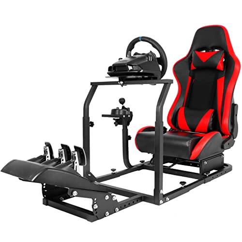 Dardoo Gaming Simulator Cockpit Racing Sim Stand with Seat Fits for Thrustmaster T300RS TX, Fanatec, Logitech G25 G27 G29 G920 G923 Racing Wheel Stand for PC PS4 Xbox Without Wheel,Shifter&Pedals
