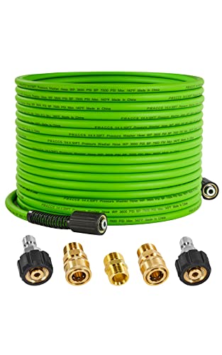 PWACCS Pressure Washer Hose for Power Washer – 3600 PSI Kink Resistant Pressure Washing Extension Hose 50 FT x 1/4' – Universal Electric Power Wash Hose for Replacement – Compatible with M22 Fittings