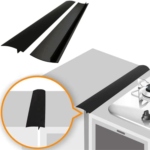 Linda’s Essentials Silicone Stove Gap Covers (2 Pack), Heat Resistant Oven Gap Filler Seals Gaps Between Stovetop and Counter, Easy to Clean Stove Gap Guard (21 Inches, Black)