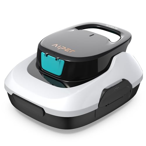 AIPER Scuba SE Robotic Pool Cleaner, Cordless Robotic Pool Vacuum, Lasts up to 90 Mins, Ideal for Above Ground Pools, Automatic Cleaning with Self-Parking Capabilities -White