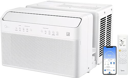Midea 12,000 BTU U-Shaped Smart Inverter Window Air Conditioner, Cools up to 550 Sq. Ft., Ultra Quiet, Works with Matter/Alexa/Google Assistant, Open Window Flexibly, Energy Savings, Remote Control