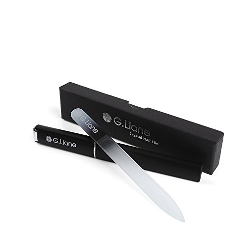 G.Liane Crystal Glass Nail File Professional Double Sided Etched Crystal Nail File Set for Nail Art & Nail Care Alternative to Metal Nail Files Emery Boards & Buffer (Rainbow Black).