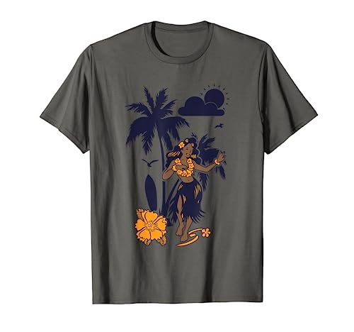 Hula Hawaiian Girl Vintage Graphic T-Shirt