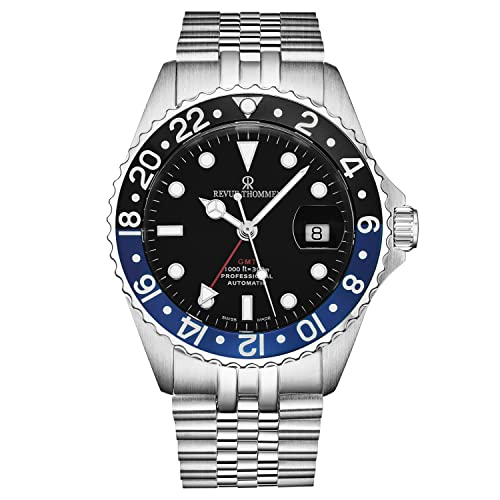 Revue Thommen Men's 'Diver' GMT Black Dial Black and Blue Bezel Automatic Watch 17572.2233