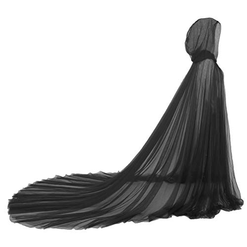 Women's Wedding Dress Tulle Cape Tulle Elven Cape (Black)