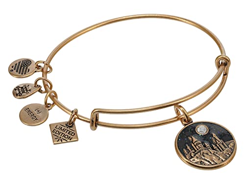 Alex and Ani Harry Potter, Hogwarts Castle Expandable Charm Bangle Bracelet, Rafaelian Gold Finish, Gray Charm, 2 to 3.5 in