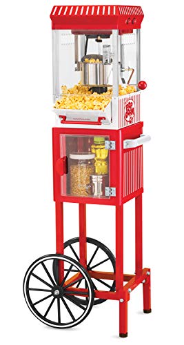 Nostalgia Popcorn Maker Machine - Professional Cart With 2.5 Oz Kettle Makes Up to 10 Cups - Vintage Popcorn Machine Movie Theater Style - Red