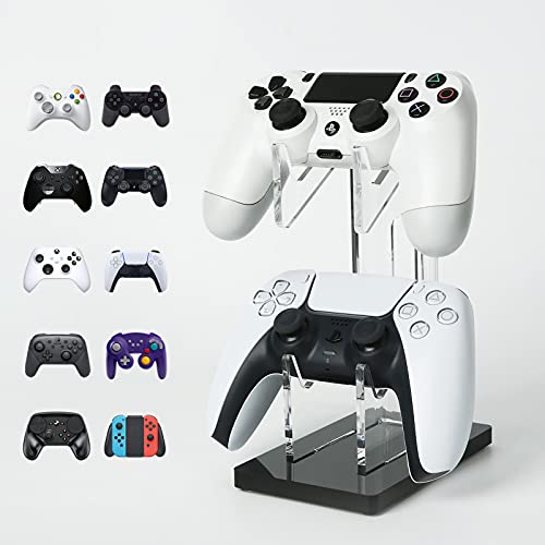 OAPRIRE Universal Dual Controller Holder for PS4 PS5 Xbox ONE Switch, Controller Stand Gaming Accessories, Build Your Game Fortresses (Crystal Black)