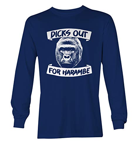Dicks Out for Harambe - Gorilla RIP Meme Unisex Long Sleeve Shirt (Navy, Large)