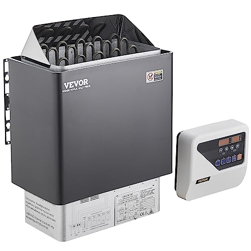 VEVOR Sauna Heater, 9KW 220V Electric Sauna Stove, Steam Bath Sauna Heater with External Digital Controller, 3h Timer and Adjustable Temp for Max. 317-459 Cubic Feet, Home Hotel Spa Shower Use