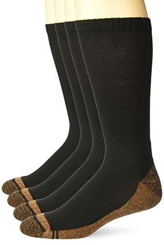 Carolina Ultimate Men's Copper Ultra-Dri Seamless Boot Crew Socks 4 Pair Pack, Black, Large