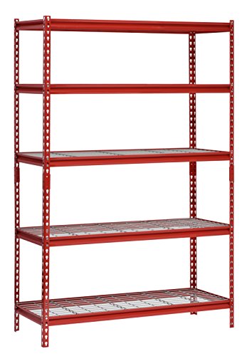 Muscle Rack UR482472WD5-R 5-Shelf Steel Shelving Unit, 48' Width x 72' Height x 24' Length, Red