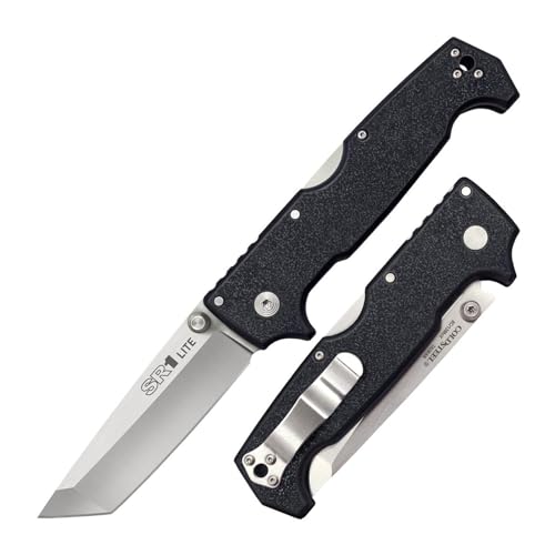 Cold Steel SR1 Lite 8Cr14MoV Steel 4' Tanto Point Blade Griv-Ex Handle Folding Knife with Tri-Ad Locking Mechanism, Boxed