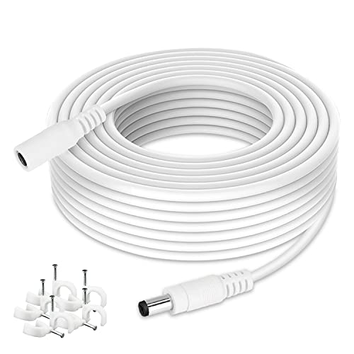 WILDHD DC Power Extension Cable 33ft 2.1mm x 5.5mm Compatible with 12v Power Adapter Extension Cable for CCTV Security Camera IP WiFi Camera Standalone DVR (33ft,5.5mm Plug, White)