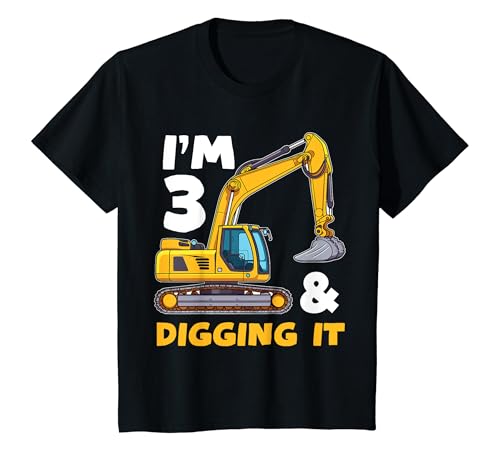 Kids Construction Truck 3rd Birthday Boy Excavator BDay T-Shirt