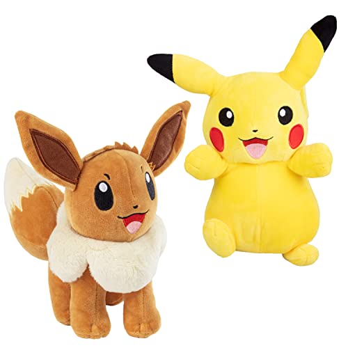 Pokemon 8' Eevee & Pikachu Plush 2-Pack - Officially Licensed - Quality & Soft Collectible Stuffed Animal Toy - Great Gift for Kids, Boys, Girls