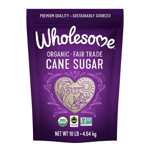 Wholesome Organic Cane Sugar, Fair Trade, Non GMO & Gluten Free, 10 Pound (Pack of 1) - Packaging May Vary