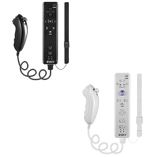 MODESLAB 2 Pack Wii Remote and Nunchuk, Wiimote Built-in MotionPlus & Speaker Gamepad Sensing Gameplay Joystick Compatible with Wii Wii U