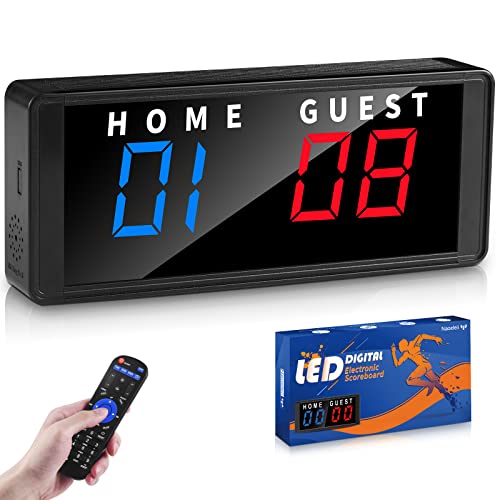 Naoeleii Scoreboard Score Keeper,Portable Tabletop Electronic Digital Scoreboards w/Remote for Corn Hole Basketball/ping Pong/Volleyball/Table Tennis Sports, Indoor & Outdoor Games, Led Scoreboard