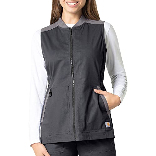 Carhartt Women's Modern Fit Zip-Front Utility Vest, Dark Pewter, Medium