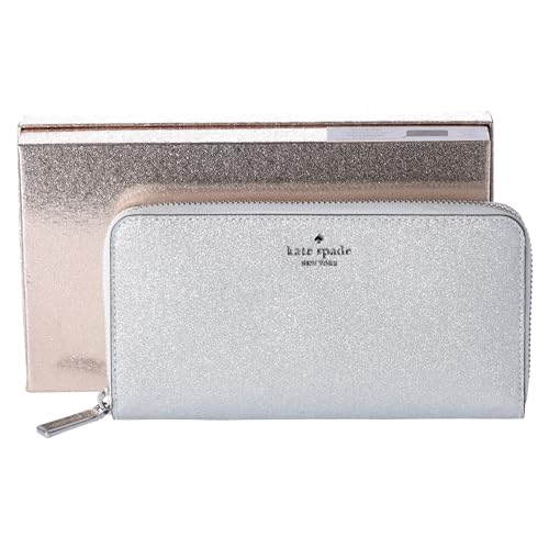 Kate Spade Glimmer Glitter Boxed Large Continental Wallet Silver