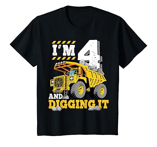 Four 4th Birthday Construction Truck 4yr Boy 4 Years Old T-Shirt