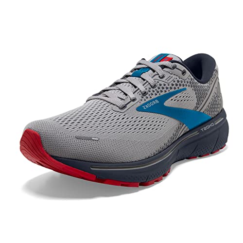 Brooks Men's Ghost 14 Neutral Running Shoe - Grey/Blue/Red - 10.5 Medium