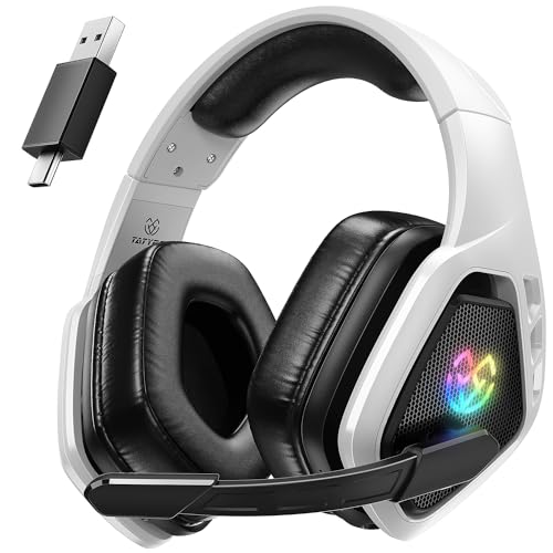 Wireless Gaming Headset for PC, PS5, PS4, 2.4 Ghz USB & Type-C Gaming Headphones with Microphone, 30H Battery Bluetooth Headphones for Switch, Laptop, Mobile, Mac