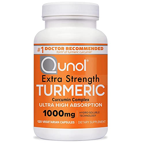 Qunol Turmeric Curcumin Supplement, Turmeric 1000mg With Ultra High Absorption, Joint Support Supplement, Extra Strength Turmeric Capsules, 2 Month Supply, 120 Count (Pack of 1)