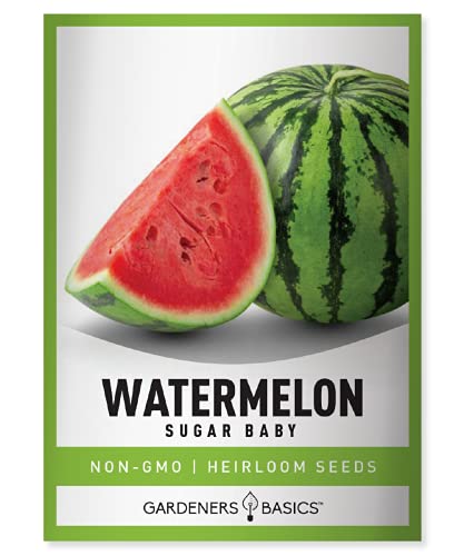 Gardeners Basics, Watermelon Seeds for Planting - Sugar Baby Heirloom Variety, Non-GMO Fruit Seed - 2 Grams of Seeds Great for Outdoor Garden