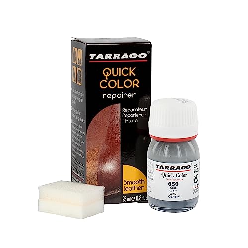 Tarrago Quick Color Dye Leather and Canvas Repair - 25 ml Leather Shoe Dye for Dyeing of Leather Footwear, Bags, Shoes, Jackets, Purses & More - Grey #656