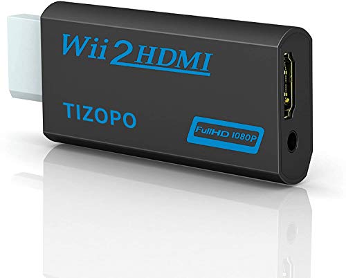 TIZOPO Wii to HDMI Converter,Wii to HDMI Adapter,Output Video Audio Wii to HDMI 1080P&3,5mm Audio Jack&HDMI Output Compatible with Wii, Wii U, HDTV, Supports All Wii Display Modes 720P,NTSC