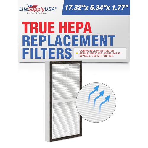 LifeSupplyUSA HEPA Filter Replacement Compatible with Hunter Permalife 30967, 30757, 30755, 30756, 37755