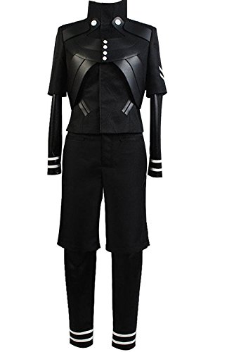 Ya-cos Halloween Men's Tokyo Ghoul Ken Kaneki Jumpsuit Battle Uniform Cosplay Costume,Black,Men:Medium