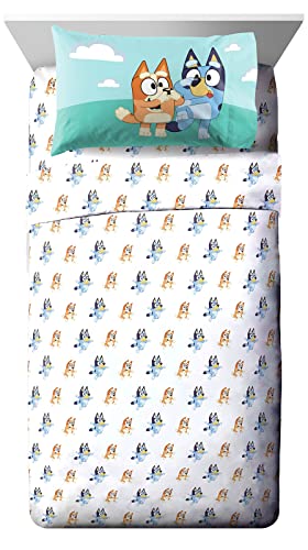 Jay Franco Bluey & Bingo Full Size Sheet Set - 4 Piece Set Super Soft and Cozy Kid’s Bedding - Fade Resistant Microfiber Sheets (Official Bluey Product)