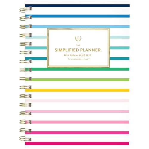 2024-2025 AT-A-GLANCE Simplified by Emily Ley Weekly/Monthly Academic Planner, 5-1/2' x 8-1/2', Happy Stripe, July 2024 to June 2025, EL24-200A