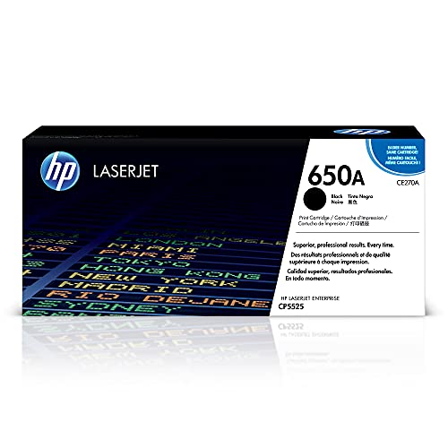 HP 650A Black Toner Cartridge | Works with HP Color LaserJet Enterprise CP5525 Series | CE270A