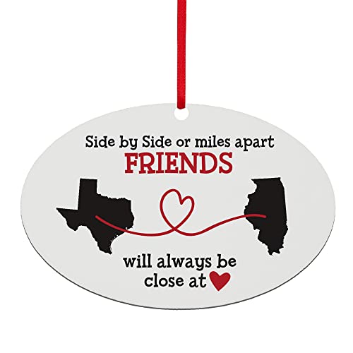 Let's Make Memories - Personalized Christmas Ornament for Distant Friends and Family - Custom Ornament for Those Miles Apart, Close at Heart - Any Two States - Christmas 2023 Keepsake - Oval