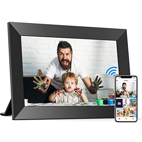 BIGASUO 10.1 Inch WiFi Digital Picture Frame, IPS HD Touch Screen Cloud Smart Photo Frames with Built-in 32GB Memory, Wall Mountable, Auto-Rotate, Share Photos Instantly from Anywhere-Great Gift